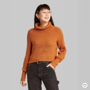 Target Wild Fable Turtleneck Cropped Pullover Sweater Pink